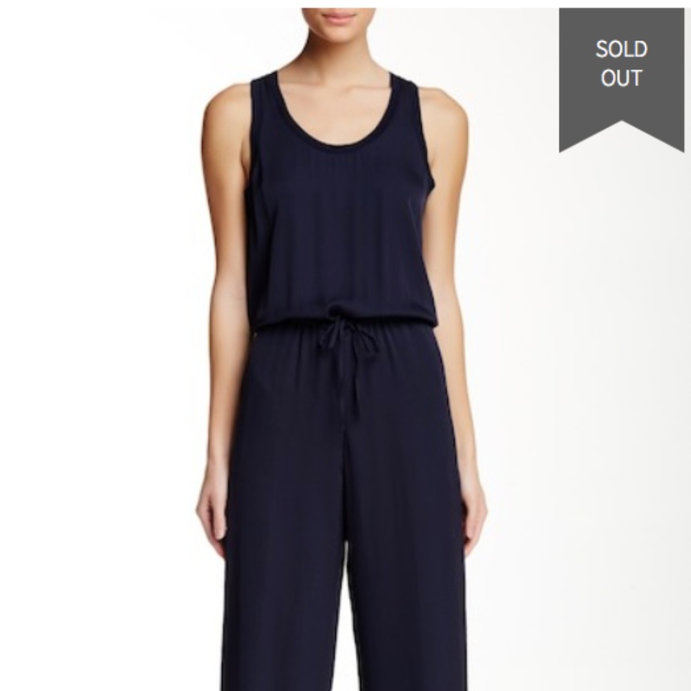 Theory navy silk jumpsuit - long 33.5 inch inseam